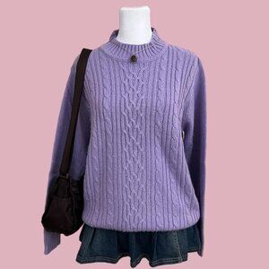 vintage 90s purple cozy granola cottagecore  mock neck sweater
